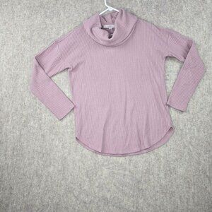 Loft Womens Ribbed Cowl Neck Sweater S Pink Polyester/Rayon